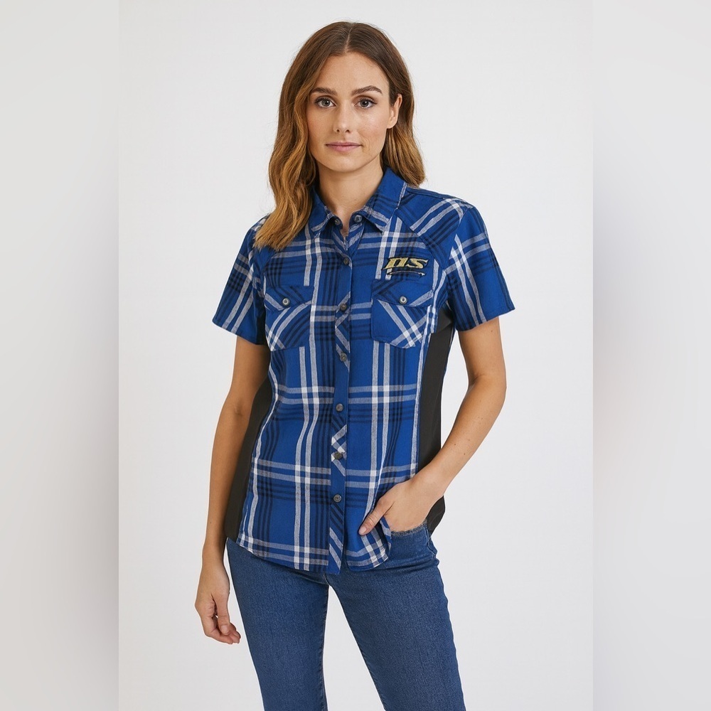 Harley Davidson Blue Plaid Button Down Short Sleeve Shirt Menβs Size 2XL